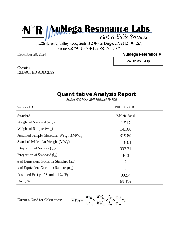 PRL-8-53 HCL – Powder